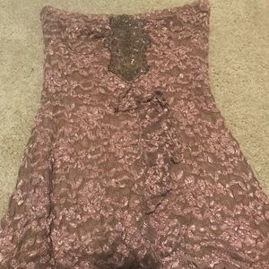 Ann Ferriday Pink Lace Strapless Top